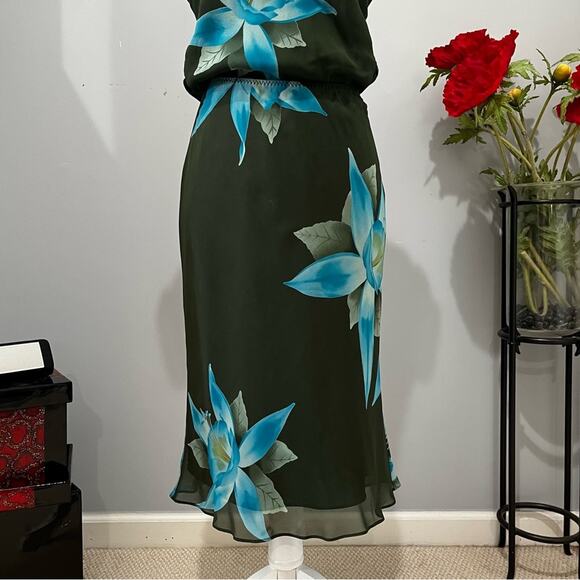 NEW Banana Republic Silk Tropical Flower Longline Midi Skirt Semi Sheer Top XS/S - Picture 7 of 16